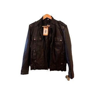 Men's 100% Real Leather Café Racer Black Motorcycle BikerJacket Casual Wear S